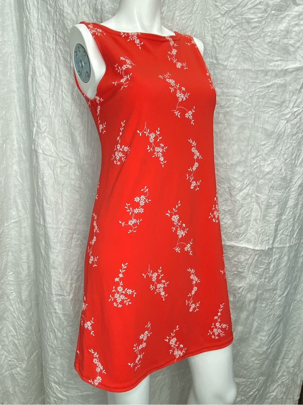 Vintage 90s Jalate Red Floral Sleeveless Shift Dress